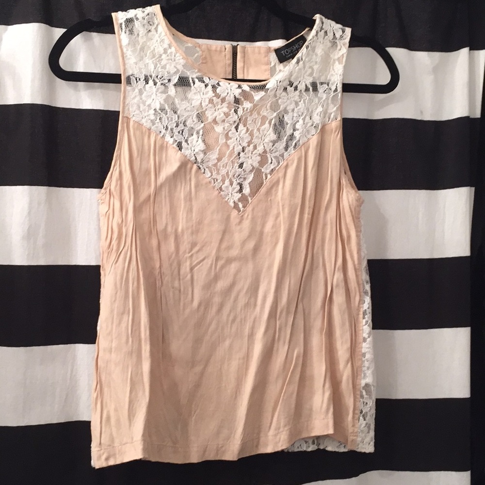Topshop nude and lace tank